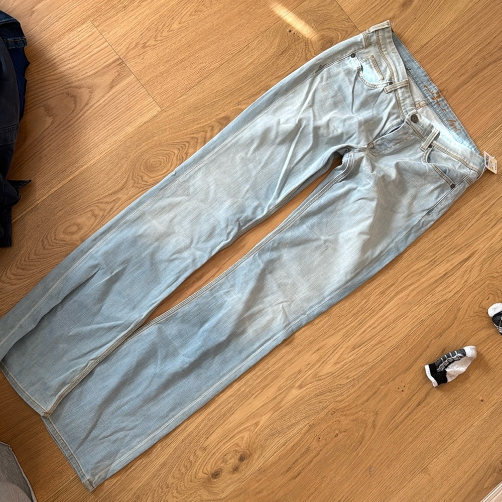 7 For All Mankind Blue Flare Wide Leg Jeans